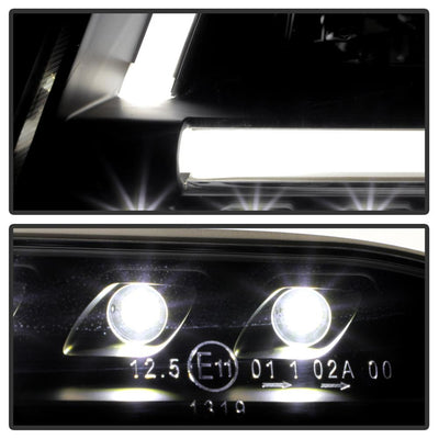 Light Tube Black DRL Projector Headlights <br>02-04 Audi A6 A6 Quattro