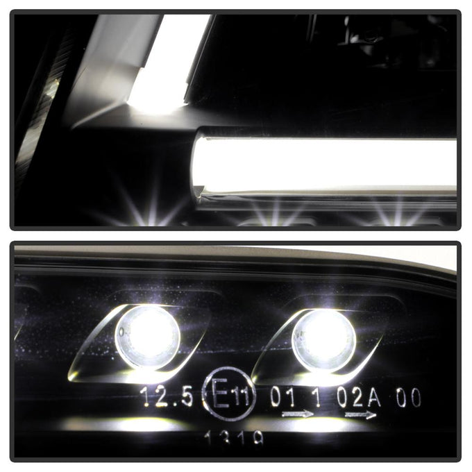 Light Tube Black DRL Projector Headlights <br>02-04 Audi A6 A6 Quattro