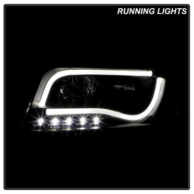 Light Tube Black DRL Projector Headlights <br>02-04 Audi A6 A6 Quattro