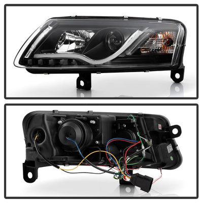 Light Tube Black DRL Projector Headlights <br>05-07 Audi A6 Quattro A6