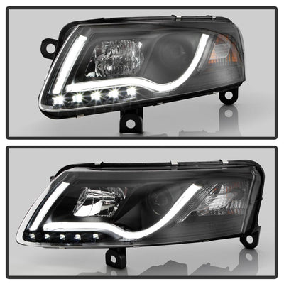 Light Tube Black DRL Projector Headlights <br>05-07 Audi A6 Quattro A6