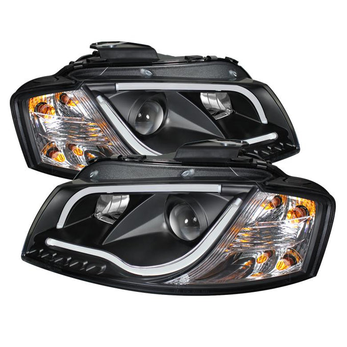 Light Tube Black DRL Projector Headlights <br>06-08 Audi A3 A3 Quattro