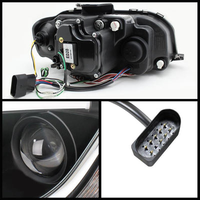 Light Tube Black DRL Projector Headlights <br>06-08 Audi A3 A3 Quattro
