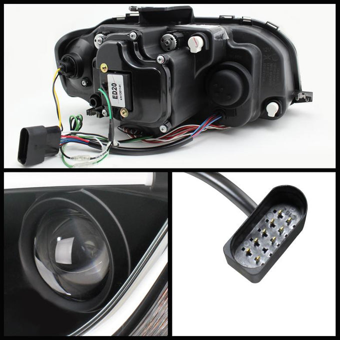 Light Tube Black DRL Projector Headlights <br>06-08 Audi A3 A3 Quattro