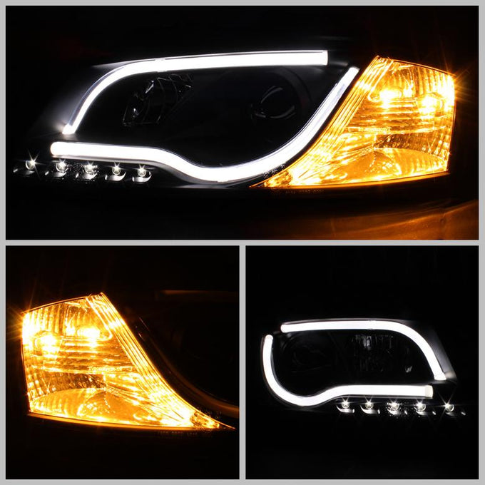 Light Tube Black DRL Projector Headlights <br>06-08 Audi A3 A3 Quattro