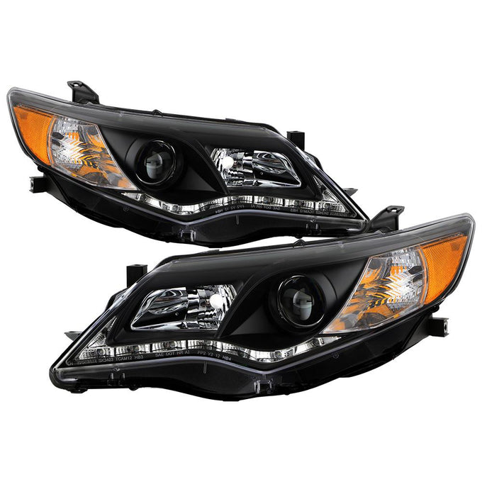 DRL Black Projector Headlights <br>12-14 Toyota Camry
