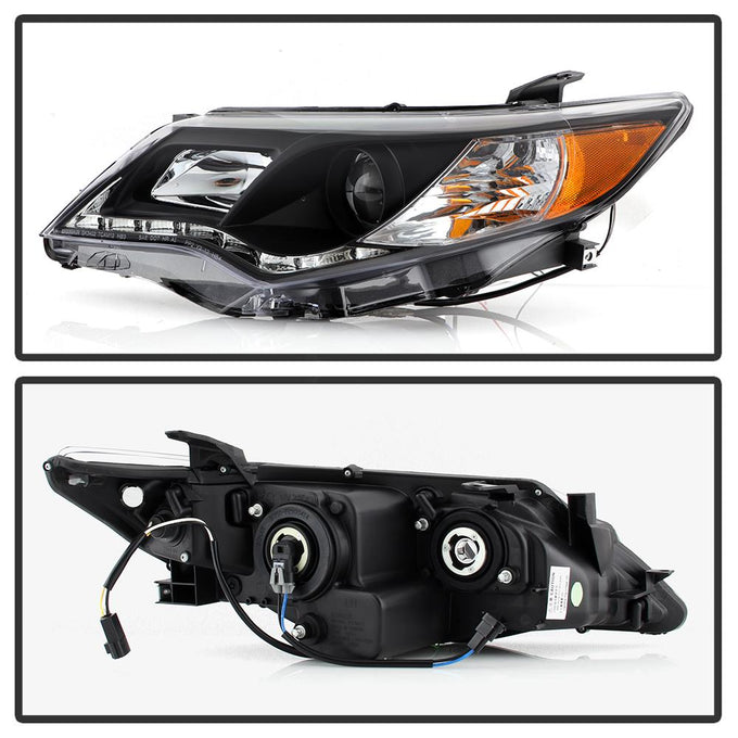 DRL Black Projector Headlights <br>12-14 Toyota Camry