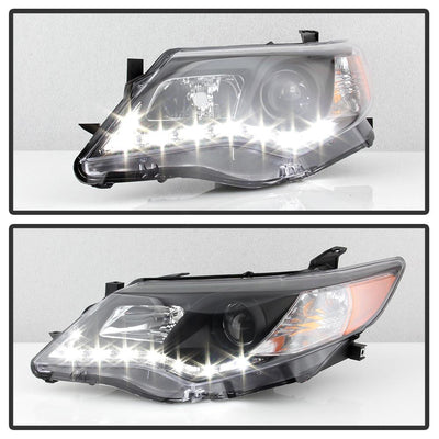 DRL Black Projector Headlights <br>12-14 Toyota Camry