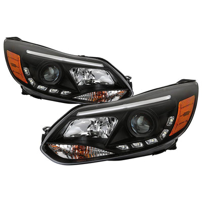 DRL Black Projector Headlights <br>12-14 Ford Focus