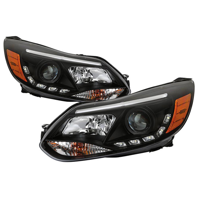 DRL Black Projector Headlights <br>12-14 Ford Focus