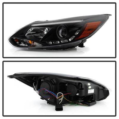 DRL Black Projector Headlights <br>12-14 Ford Focus