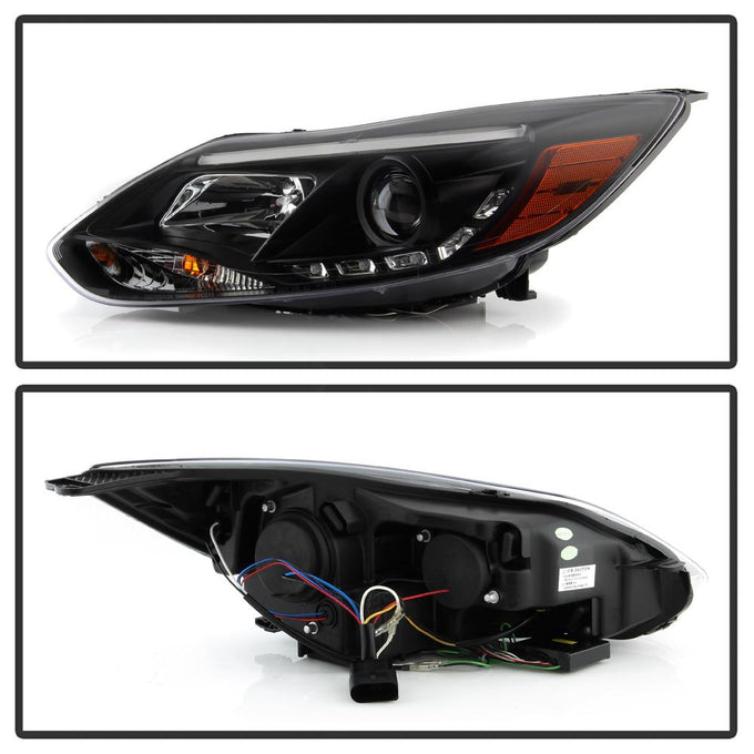 DRL Black Projector Headlights <br>12-14 Ford Focus