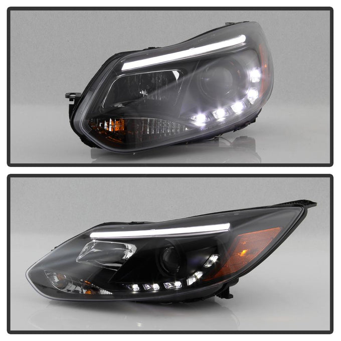 DRL Black Projector Headlights <br>12-14 Ford Focus