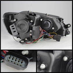 Light Tube Black DRL Projector Headlights <br>11-14 Volkswagen Jetta