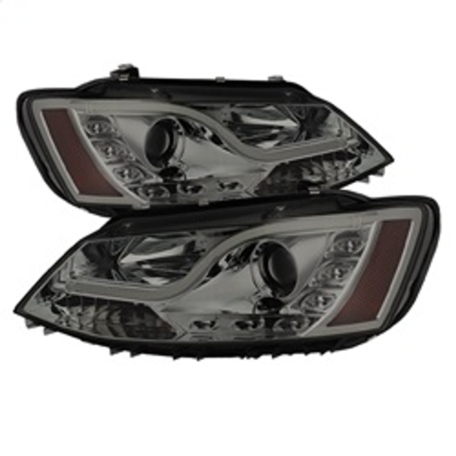 Light Tube Smoke DRL Projector Headlights <br>11-14 Volkswagen Jetta