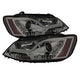 Light Tube Smoke DRL Projector Headlights <br>11-14 Volkswagen Jetta