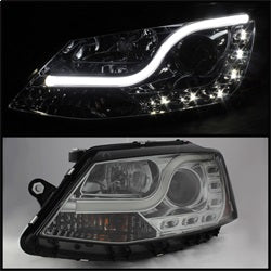 Light Tube Smoke DRL Projector Headlights <br>11-14 Volkswagen Jetta