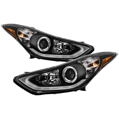 LED Halo Black Projector Headlights <br>11-13 Hyundai Elantra 13 Hyundai Elantra Coupe