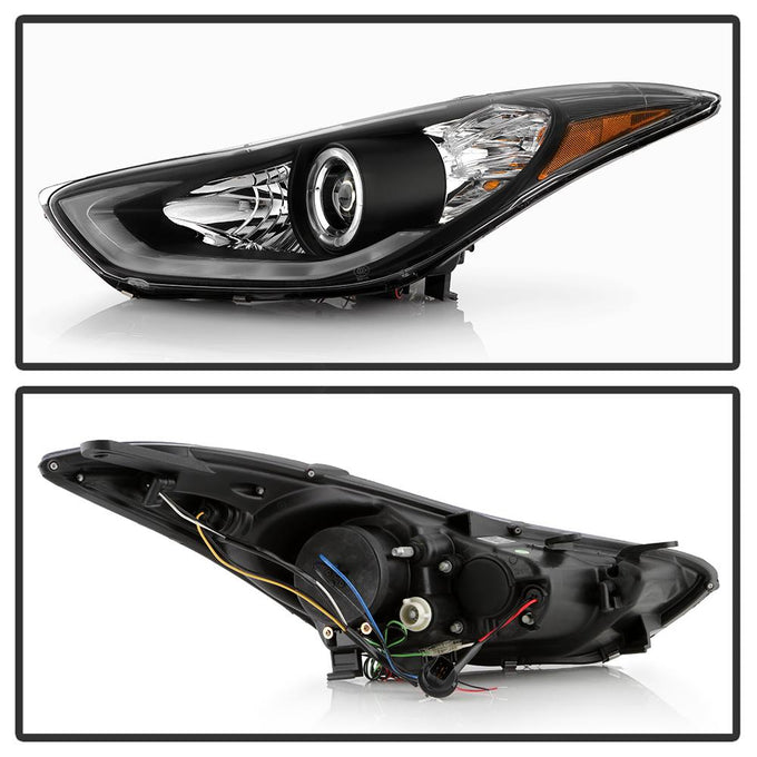 LED Halo Black Projector Headlights <br>11-13 Hyundai Elantra 13 Hyundai Elantra Coupe