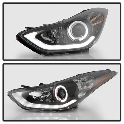 LED Halo Black Projector Headlights <br>11-13 Hyundai Elantra 13 Hyundai Elantra Coupe