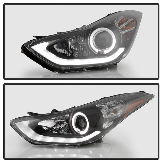 LED Halo Black Projector Headlights <br>11-13 Hyundai Elantra 13 Hyundai Elantra Coupe