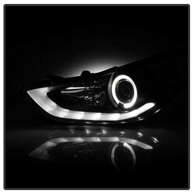 LED Halo Black Projector Headlights <br>11-13 Hyundai Elantra 13 Hyundai Elantra Coupe