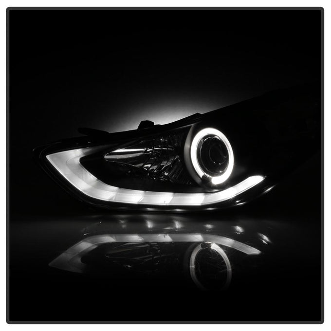 LED Halo Black Projector Headlights <br>11-13 Hyundai Elantra 13 Hyundai Elantra Coupe