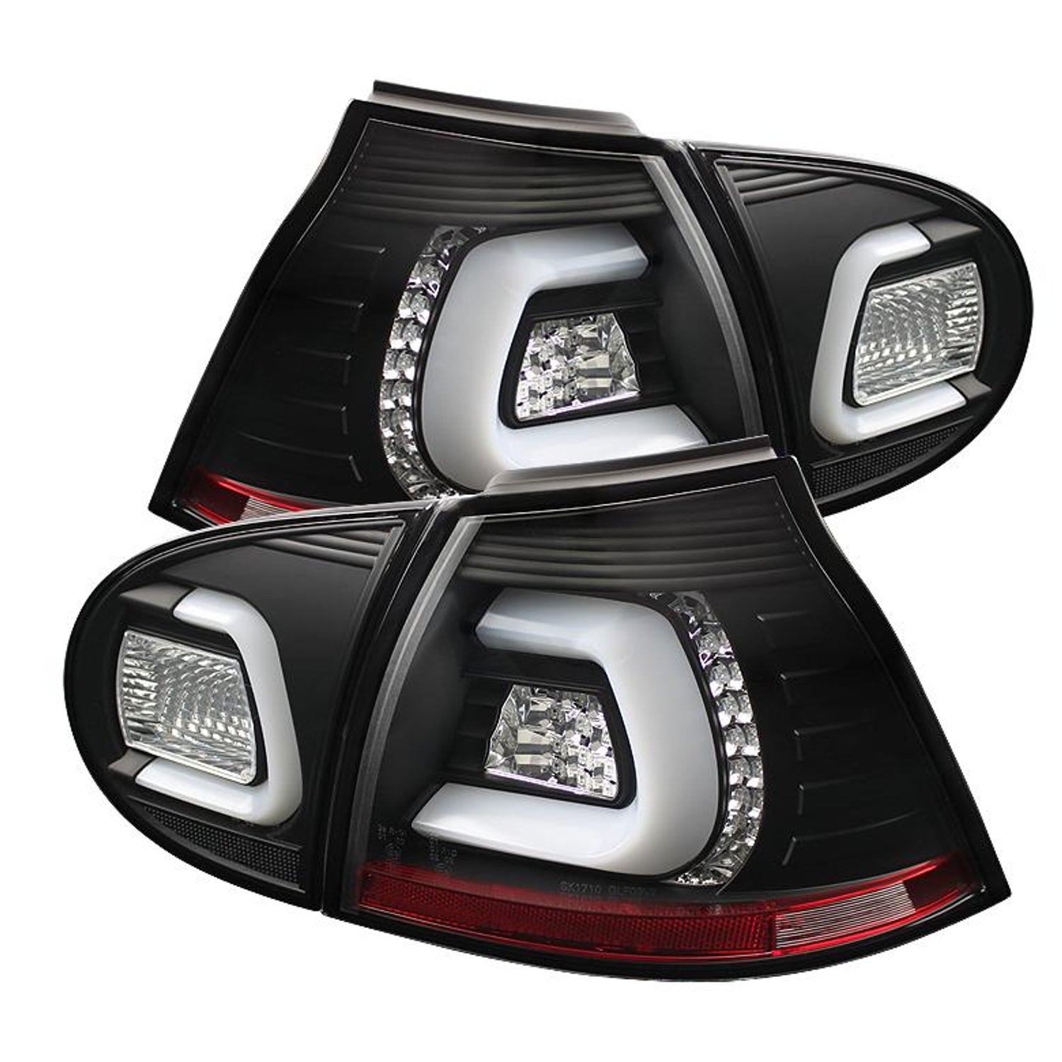 Black LED Tail Lights <br>06-07 Volkswagen Golf