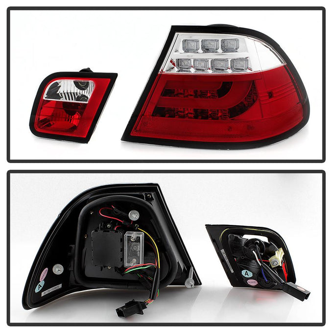 Red Clear LED Tail Lights <br>00 BMW 323Ci 328Ci 01-03 BMW 325Ci 330Ci M3