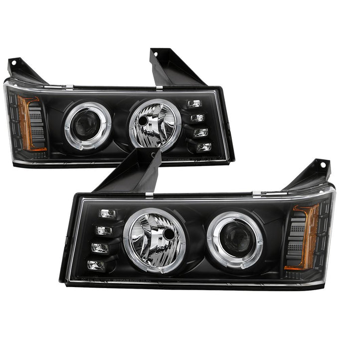 LED Halo Black Projector Headlights <br>04-12 Chevrolet Colorado 04-12 GMC Canyon