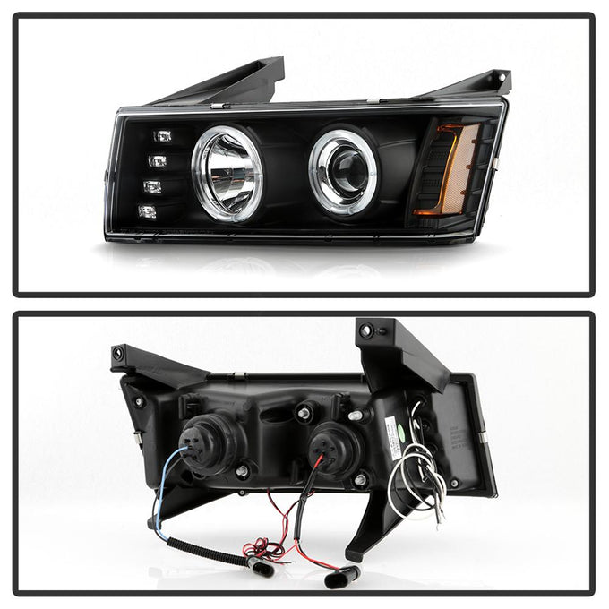 LED Halo Black Projector Headlights <br>04-12 Chevrolet Colorado 04-12 GMC Canyon