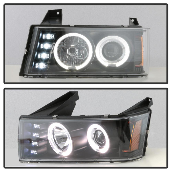 LED Halo Black Projector Headlights <br>04-12 Chevrolet Colorado 04-12 GMC Canyon