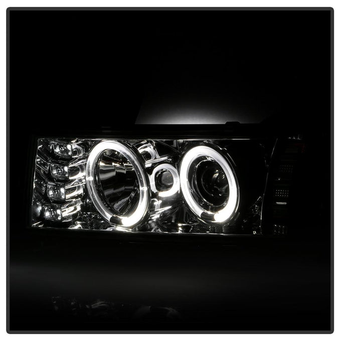 LED Halo Chrome Projector Headlights <br>04-12 Chevrolet Colorado 04-12 GMC Canyon
