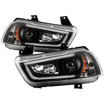 Light Tube Black DRL Projector Headlights <br>11-14 Dodge Charger