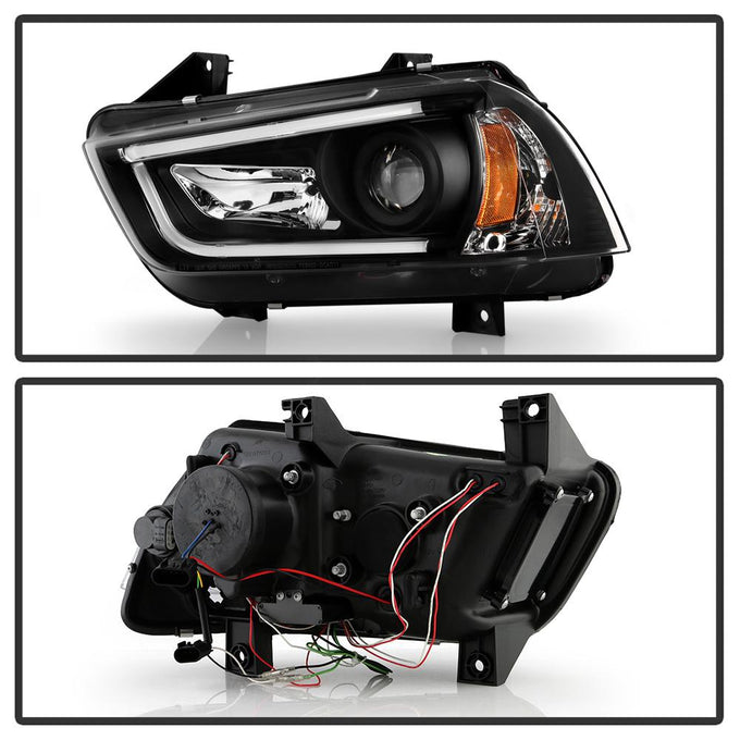 Light Tube Black DRL Projector Headlights <br>11-14 Dodge Charger