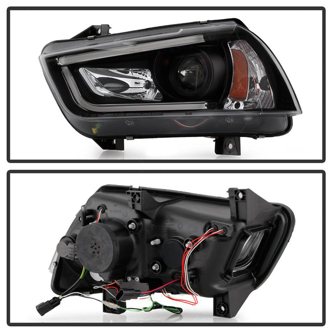Light Tube Black DRL Projector Headlights <br>11-14 Dodge Charger