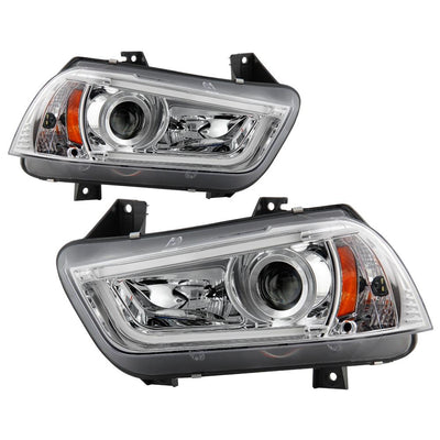 Light Tube Chrome DRL Projector Headlights <br>11-14 Dodge Charger