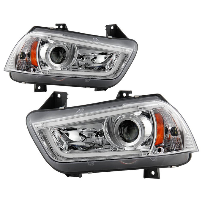 Light Tube Chrome DRL Projector Headlights <br>11-14 Dodge Charger