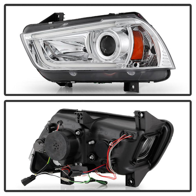 Light Tube Chrome DRL Projector Headlights <br>11-14 Dodge Charger