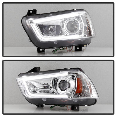 Light Tube Chrome DRL Projector Headlights <br>11-14 Dodge Charger