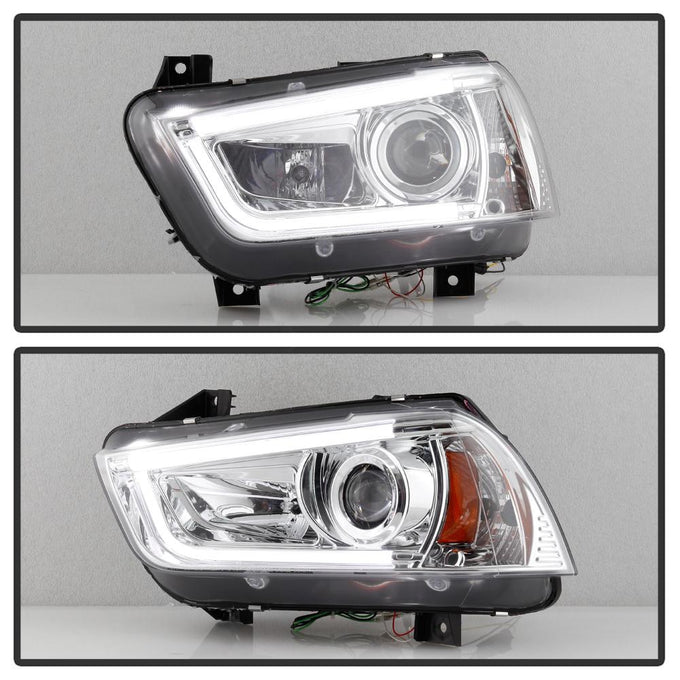 Light Tube Chrome DRL Projector Headlights <br>11-14 Dodge Charger