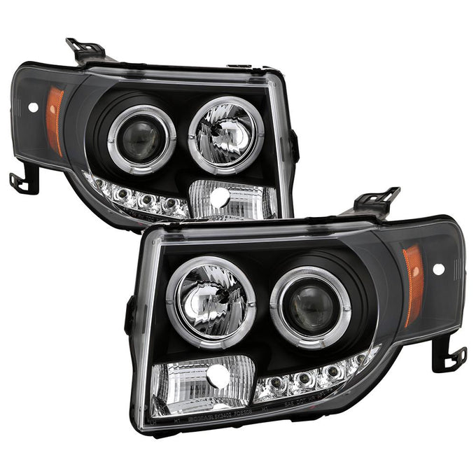 DRL Black Projector Headlights <br>08-12 Ford Escape
