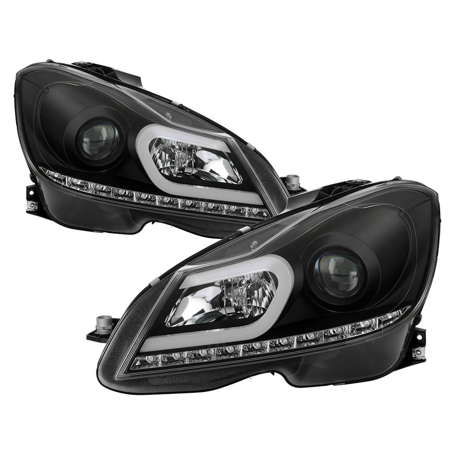 DRL Black Projector Headlights <br>12-13 Mercedes-Benz C300 C350 C250 C63 AMG