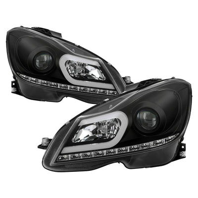 DRL Black Projector Headlights <br>12-13 Mercedes-Benz C300 C350 C250 C63 AMG