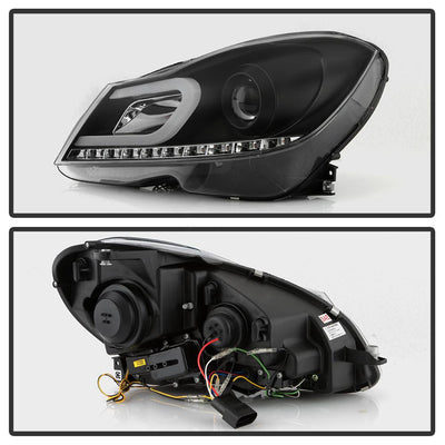 DRL Black Projector Headlights <br>12-13 Mercedes-Benz C300 C350 C250 C63 AMG