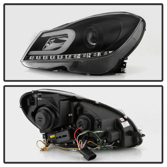 DRL Black Projector Headlights <br>12-13 Mercedes-Benz C300 C350 C250 C63 AMG