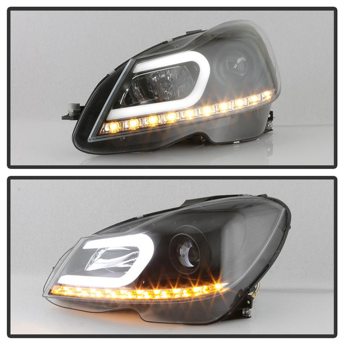 DRL Black Projector Headlights <br>12-13 Mercedes-Benz C300 C350 C250 C63 AMG