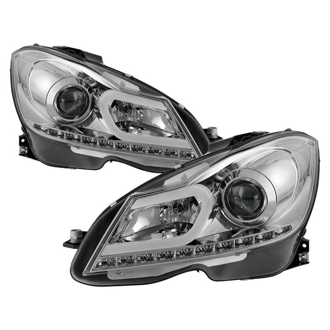 DRL Chrome Projector Headlights <br>12-13 Mercedes-Benz C300 C350 C250 C63 AMG
