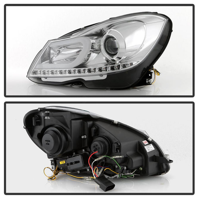 DRL Chrome Projector Headlights <br>12-13 Mercedes-Benz C300 C350 C250 C63 AMG