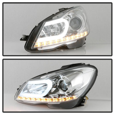 DRL Chrome Projector Headlights <br>12-13 Mercedes-Benz C300 C350 C250 C63 AMG